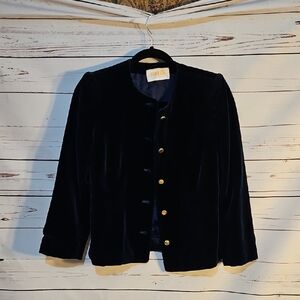 Vintage Stella Tokyo Velvet Button Down Jacket Gold Accents